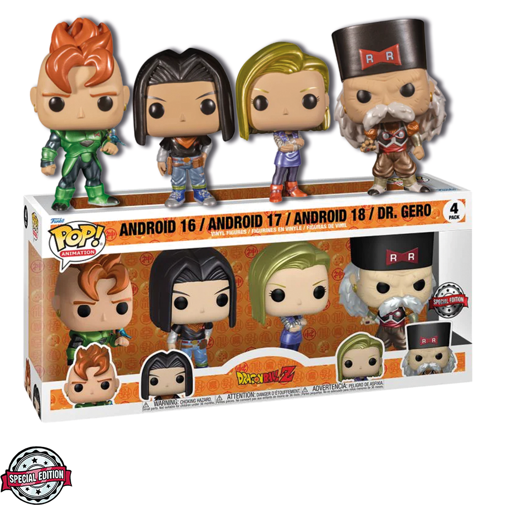 Funko Pop Dragon Ball Z Exclusive - Android 16 / Android 17 / Android 18 /  Dr.gero (4 Pack)